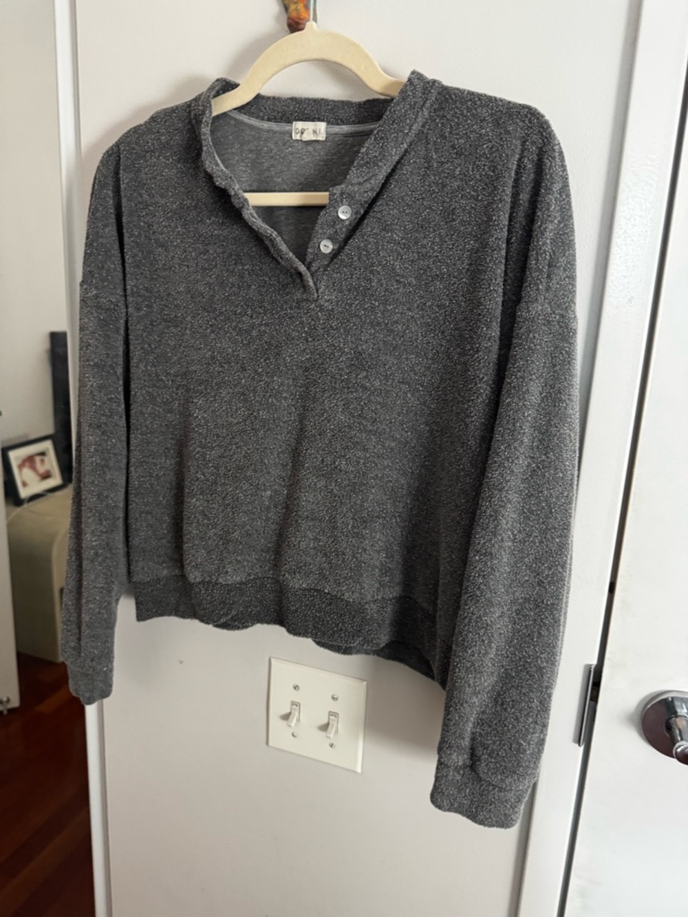 Donni Grey Terry Henley Sweatshirt - Picture 5 of 7